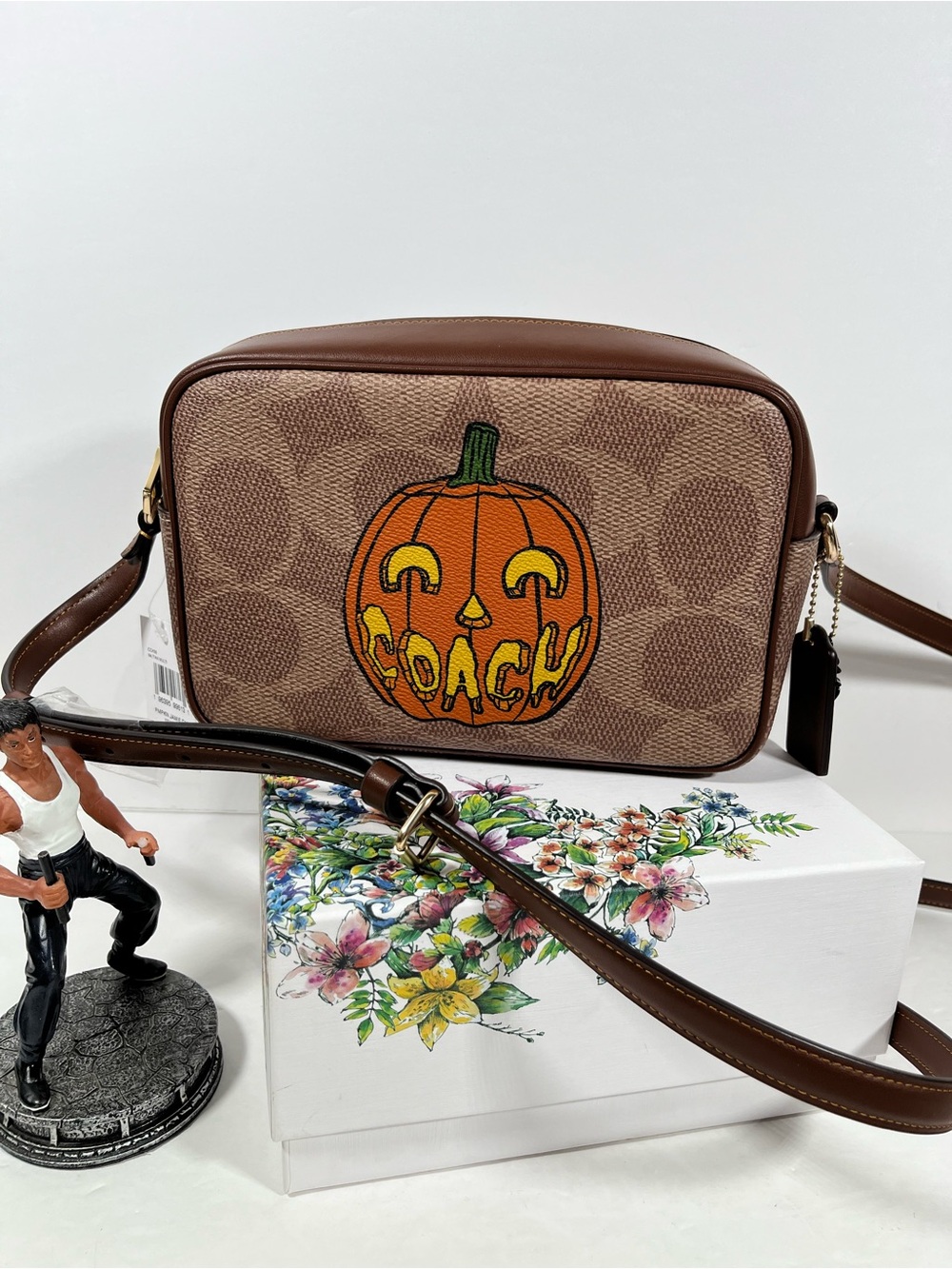 NWT Coach Jamie Camera Bag Signature Canvas With Halloween spider charm